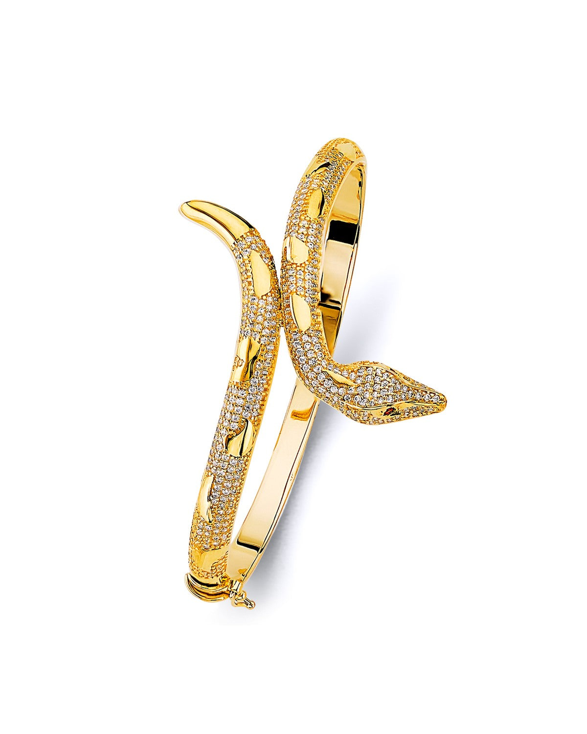 14K Yellow Gold CZ Snail Oval Bangle (GL-0156)