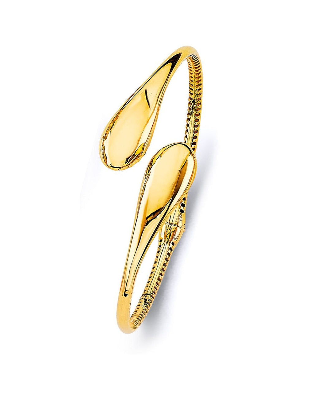 14K Yellow Gold Fancy Tear Drop Shape Oval Bangle (GL-0158)