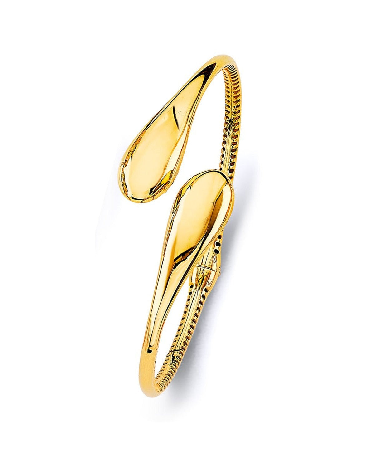 14K Yellow Gold Fancy Tear Drop Shape Oval Bangle (GL-0158)