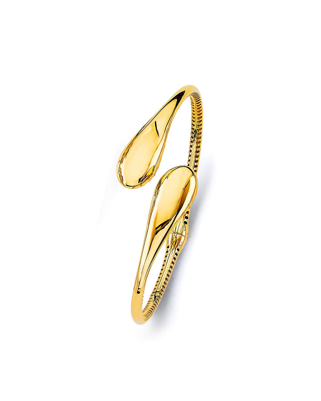 14K Yellow Gold Fancy Tear Drop Shape Oval Bangle (GL-0158)