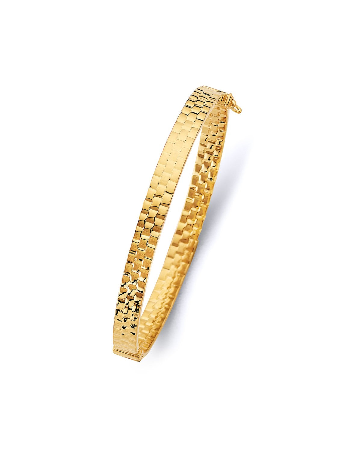 14K Yellow Gold Square Hollow Oval Bangle (GL-0163)