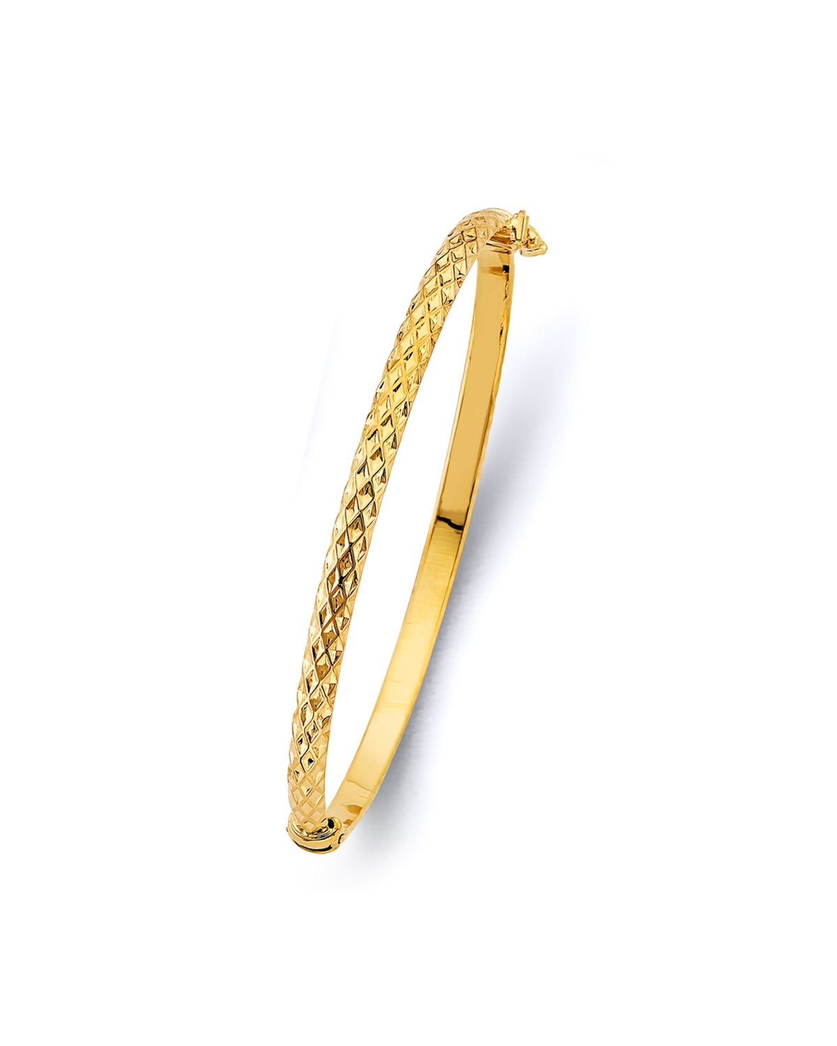 14K Yellow Gold Half Round Dome Hollow Oval Bangle (GL-0168)