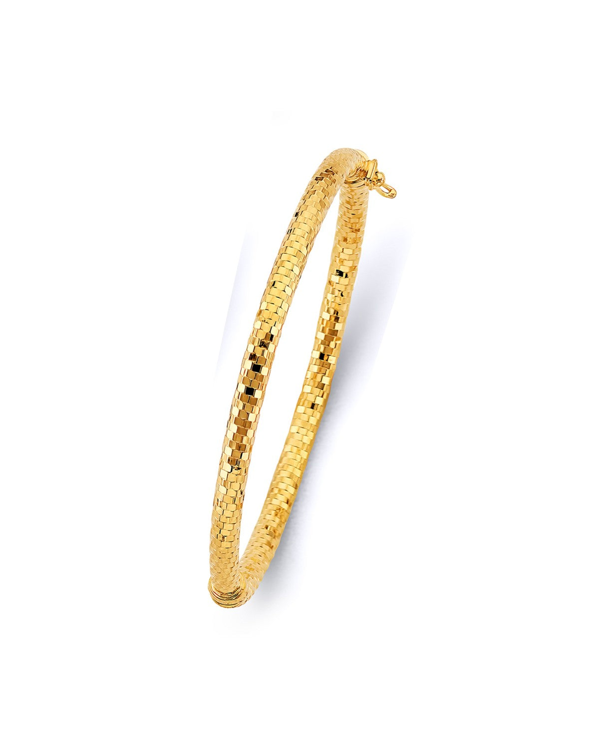 14K Yellow Gold Half Round Dome Hollow Oval Bangle (GL-0169)