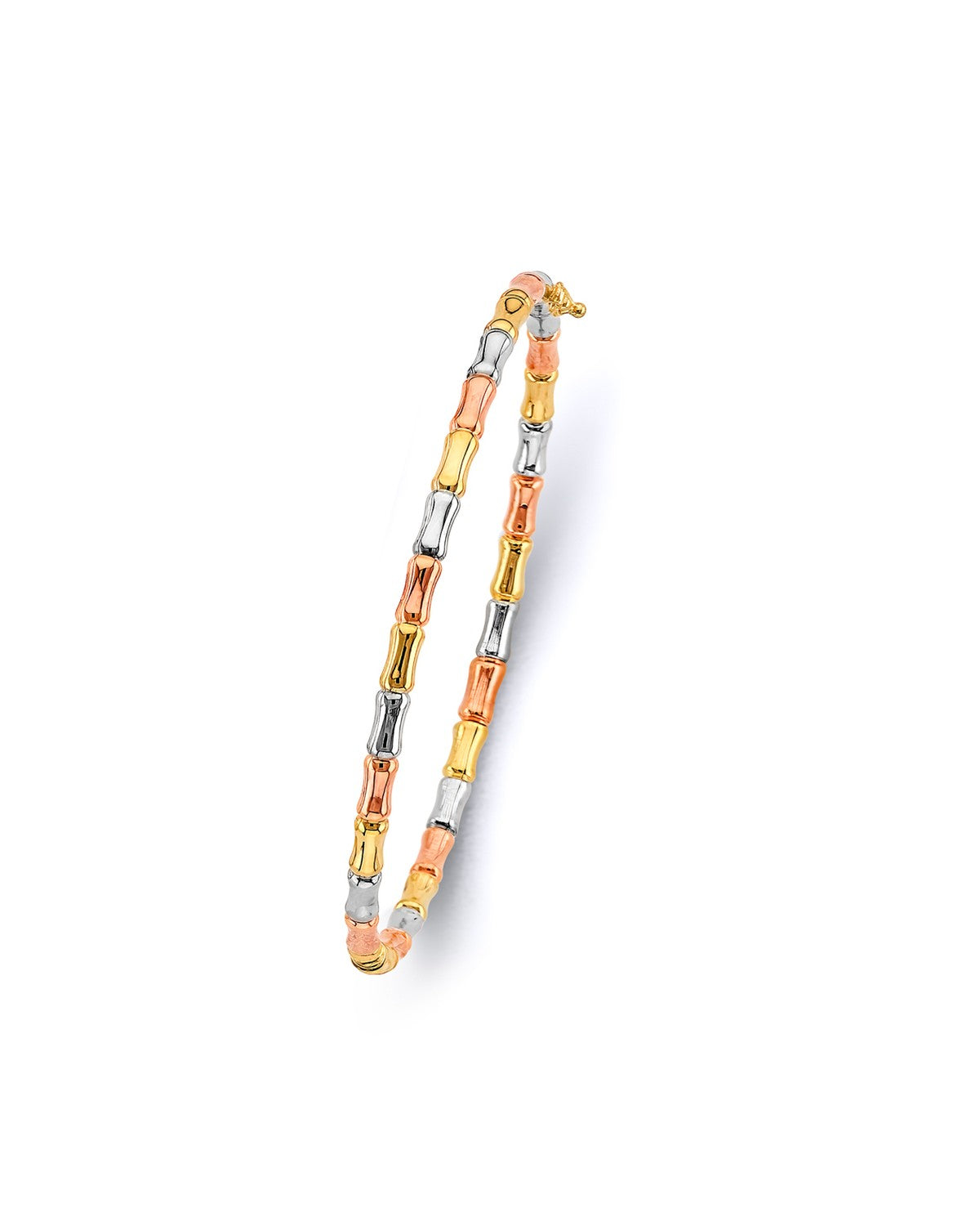 14K Tri-Color Gold 3C Hollow Bamboo Oval Bangle (GL-0170)