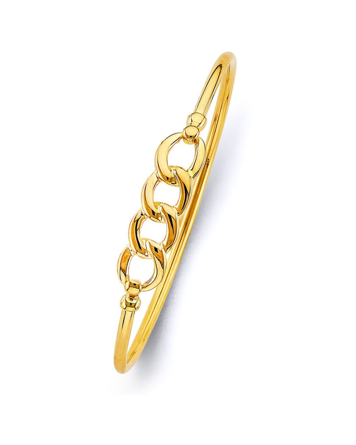 14K Yellow Gold Curb Hollow Oval Bangle (GL-0173)