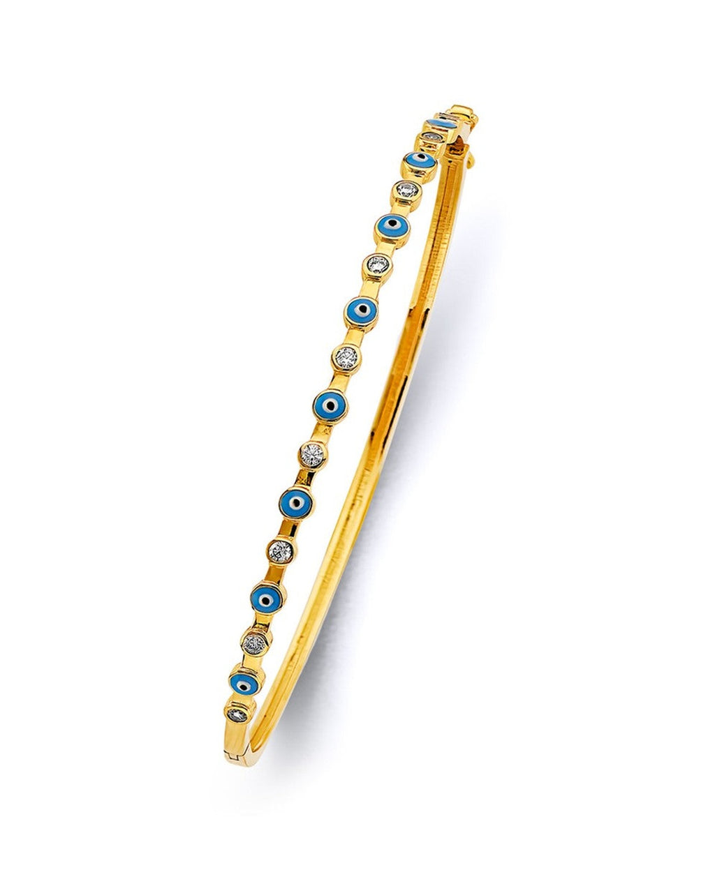 14K Yellow Gold Evil Eye Oval Bangle (GL-0174)