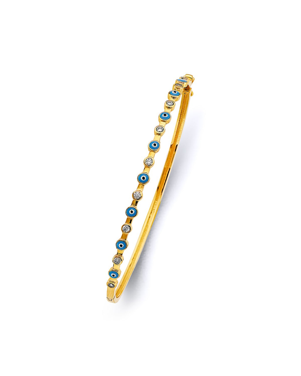 14K Yellow Gold Evil Eye Oval Bangle (GL-0174)