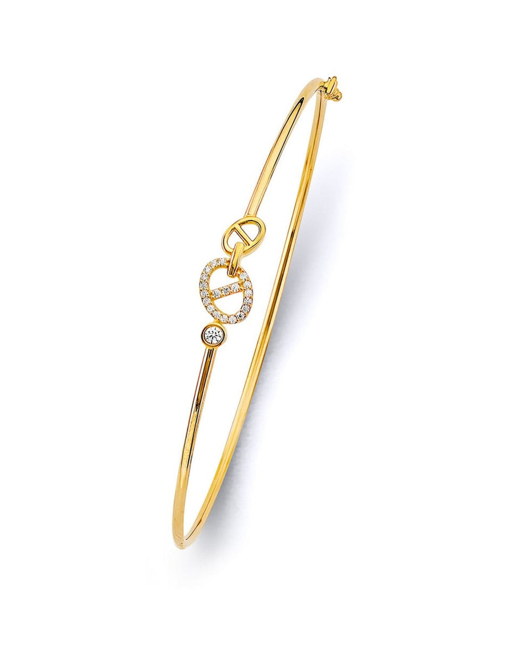 14K Yellow Gold CZ Light Flexible Bangle (GL-0176)