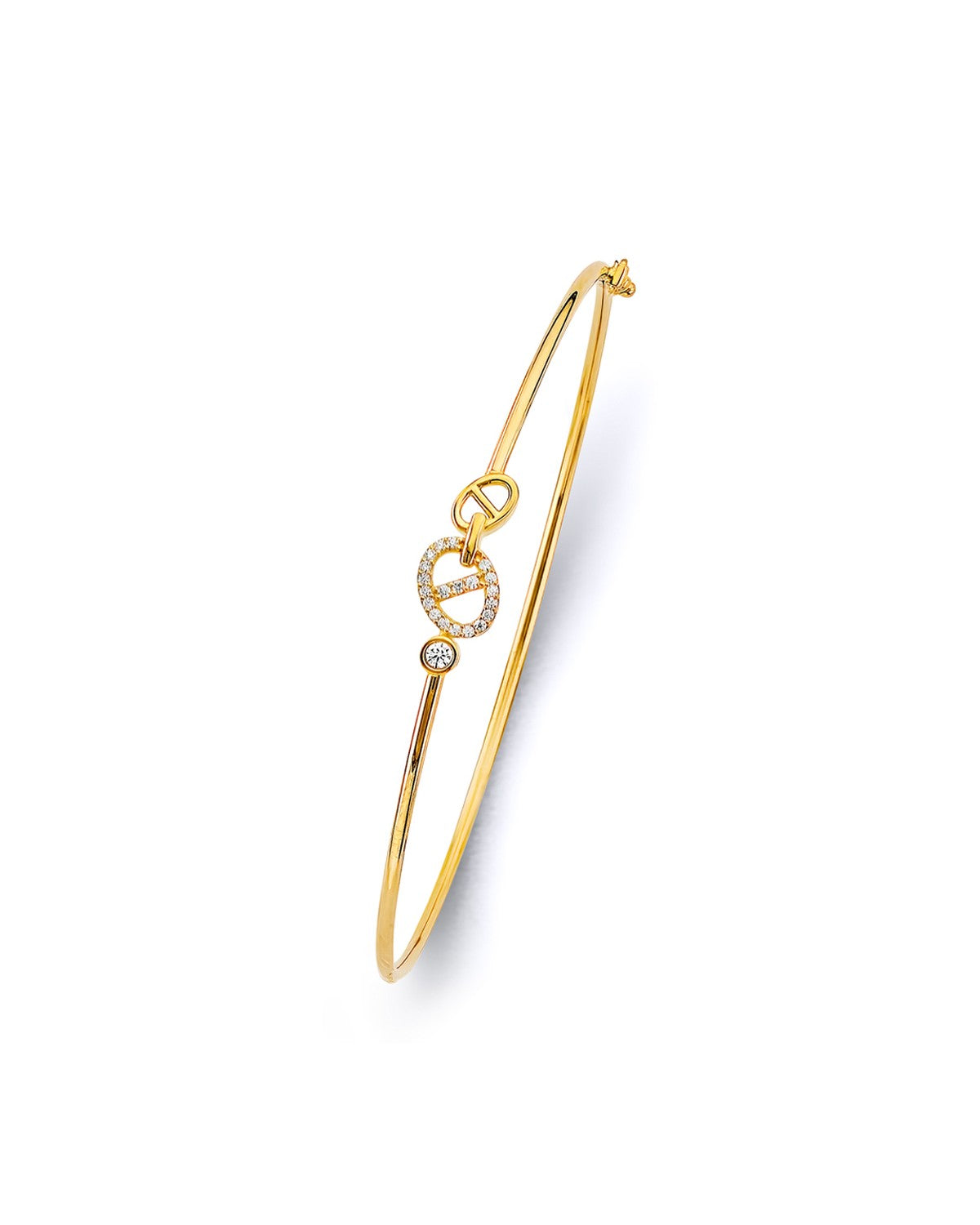 14K Yellow Gold CZ Light Flexible Bangle (GL-0176)