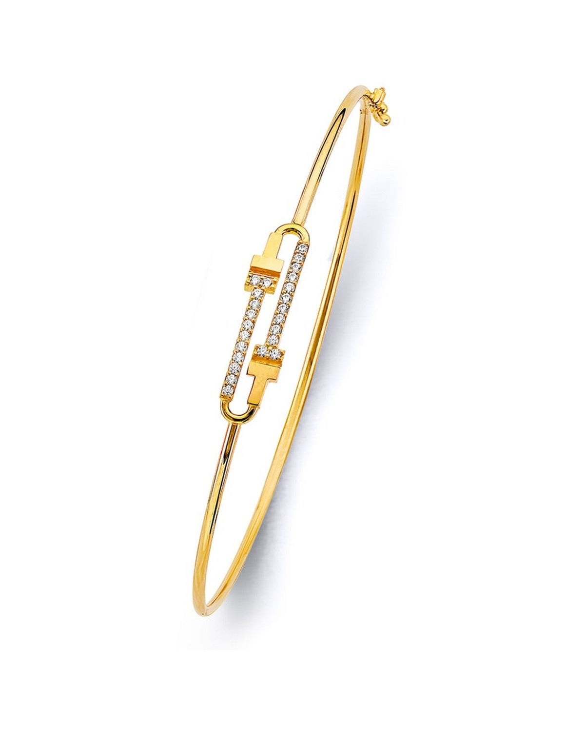 14K Yellow Gold CZ Light Flexible Bangle (GL-0178)