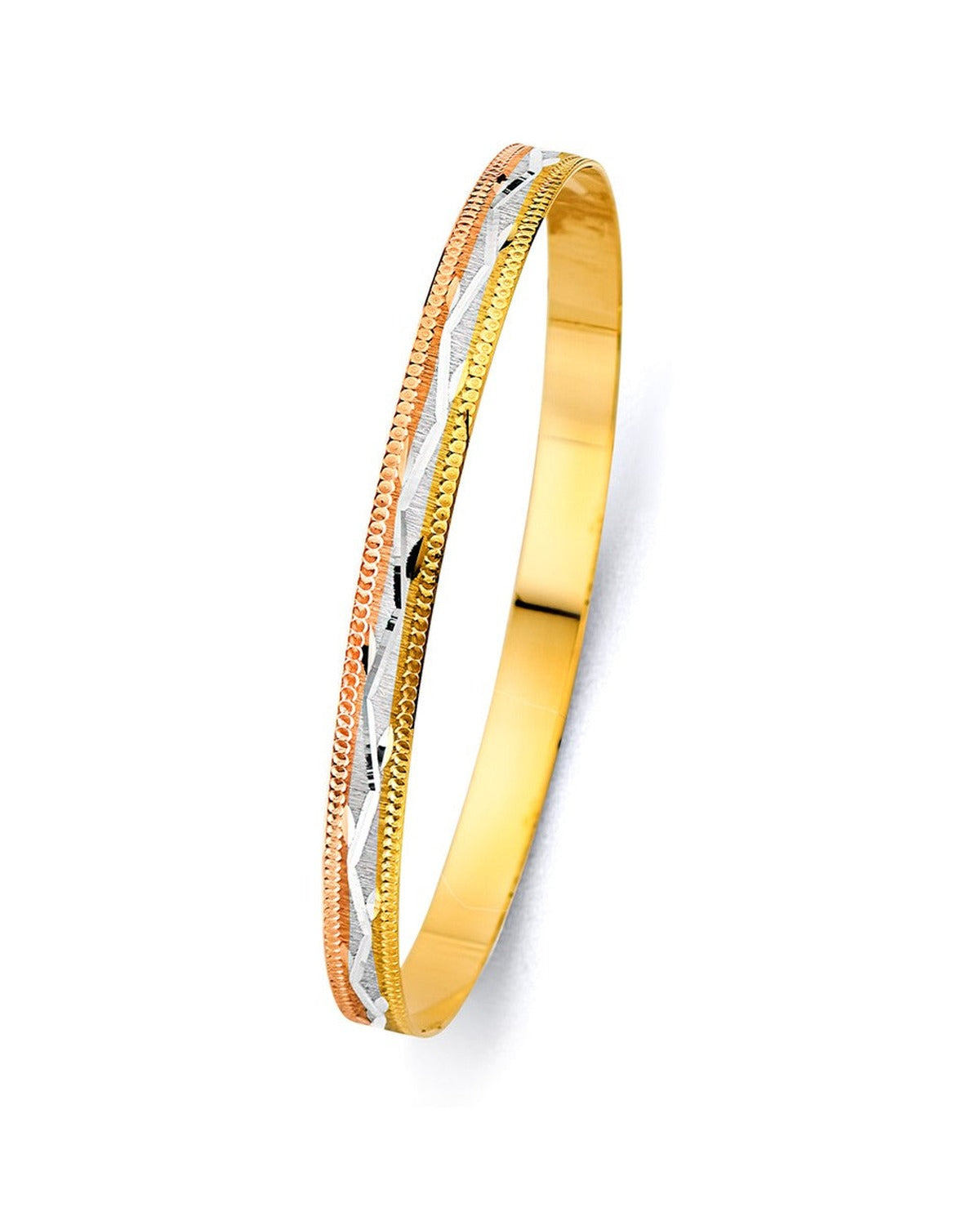 14K Yellow Gold 3C 6mm Solid Bangle (GL-0185)