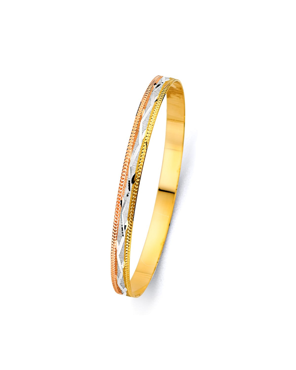 14K Yellow Gold 3C 6mm Solid Bangle (GL-0185)