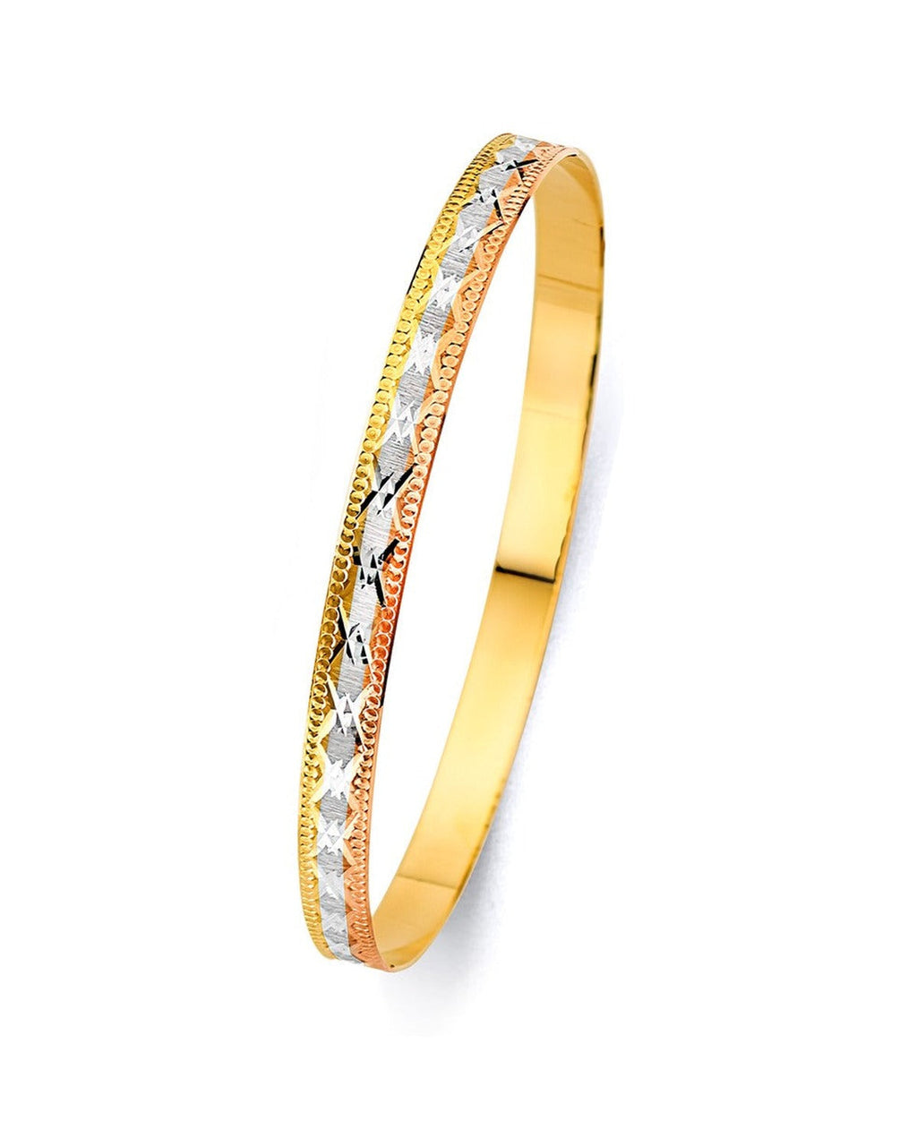 14K Yellow Gold 3C 6mm Solid Bangle (GL-0186)