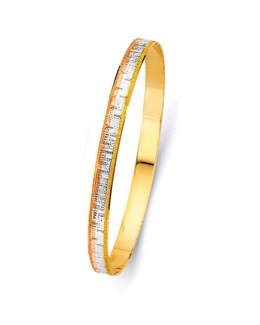 14K Yellow Gold 3C 6mm Solid Bangle (GL-0187)