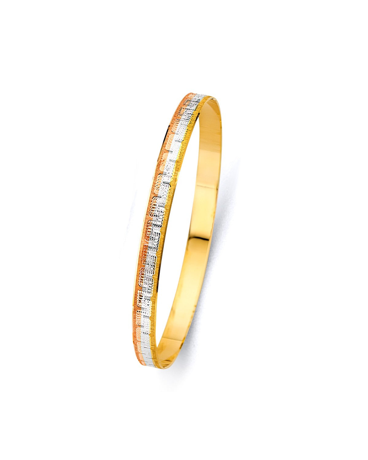14K Yellow Gold 3C 6mm Solid Bangle (GL-0187)
