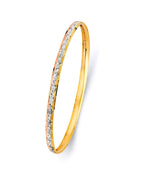 14K Yellow Gold 3C 3.7mm Concave Half Dome Solid Bangle (GL-0193)