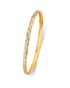 14K Yellow Gold 3C 3.7mm Concave Half Dome Solid Bangle (GL-0194)