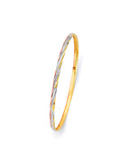14K Yellow Gold 3C 3.0mm Concave Half Dome Solid Bangle (GL-0196)