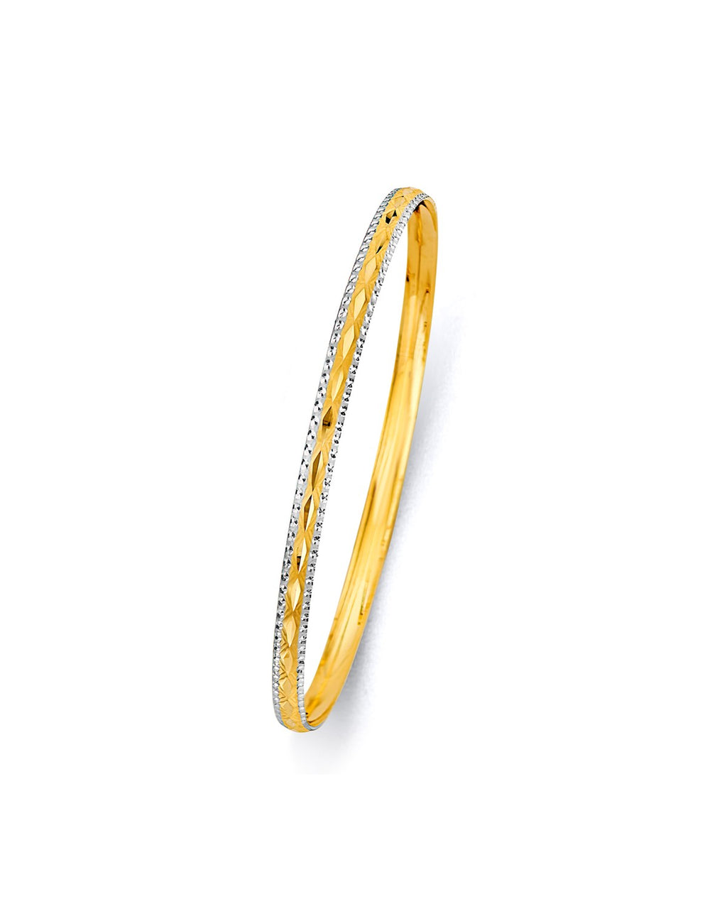 14K Yellow Gold 2T 3.7mm Concave Half Dome Solid Bangle (GL-0197)