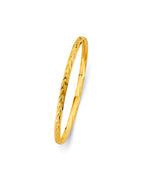 14K Yellow Gold 3.7mm Concave Half Dome Solid Bangle (GL-0198)