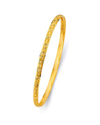 14K Yellow Gold 3.7mm Concave Half Dome Solid Bangle (GL-0199)