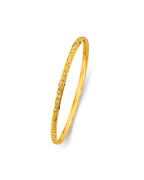 14K Yellow Gold 3.7mm Concave Half Dome Solid Bangle (GL-0199)