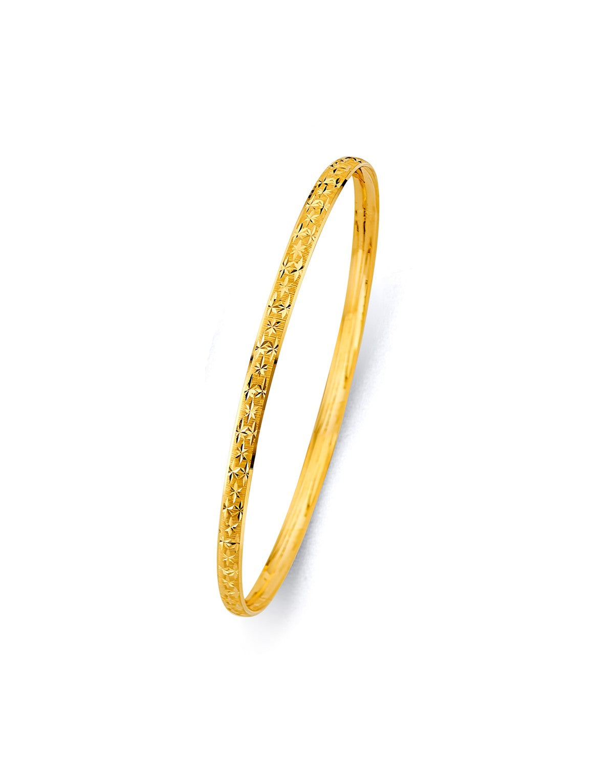 14K Yellow Gold 3.7mm Concave Half Dome Solid Bangle (GL-0199)