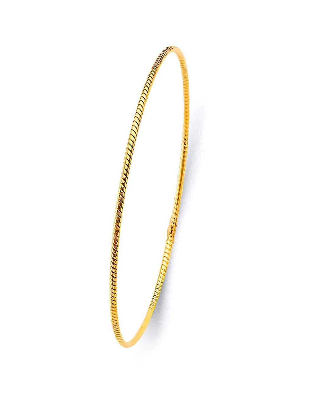 14K Yellow Gold 1.5mm Light Braided Bangle (GL-0201)