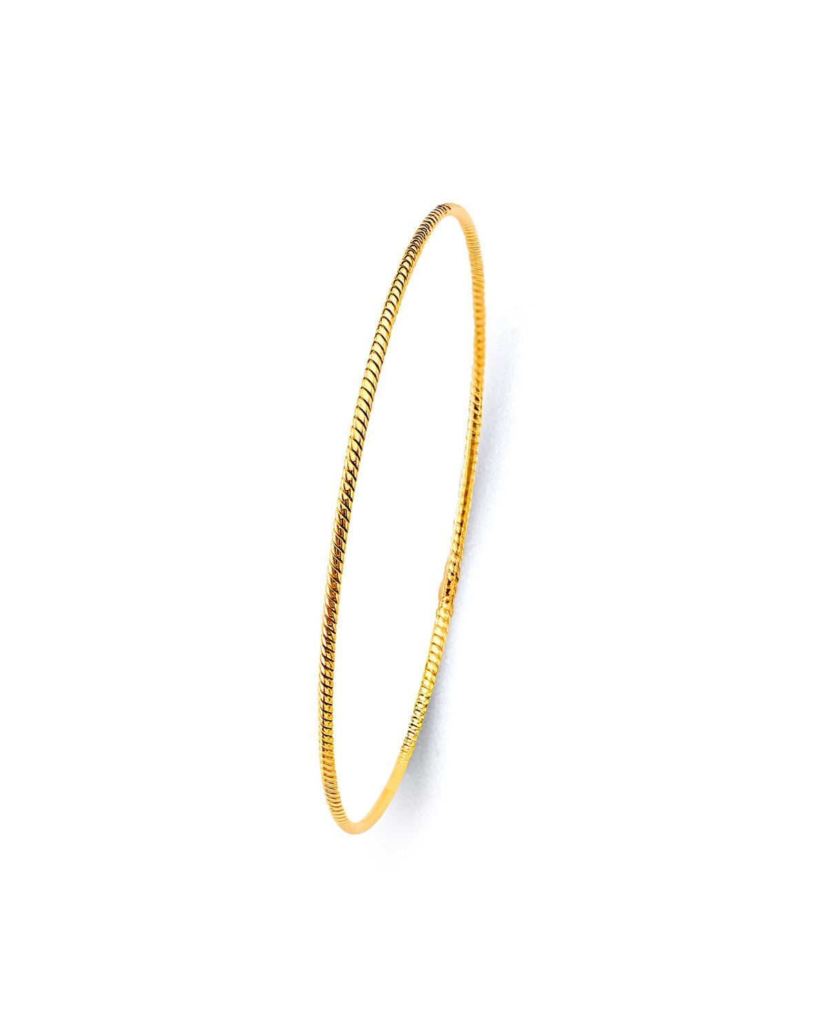 14K Yellow Gold 1.5mm Light Braided Bangle (GL-0201)