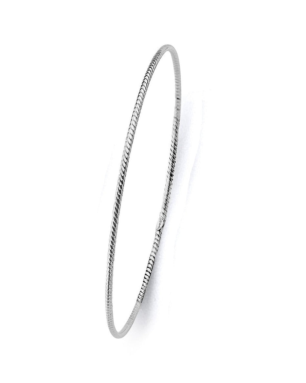 14K White Gold 1.5mm Light Braided Bangle (GL-0202)