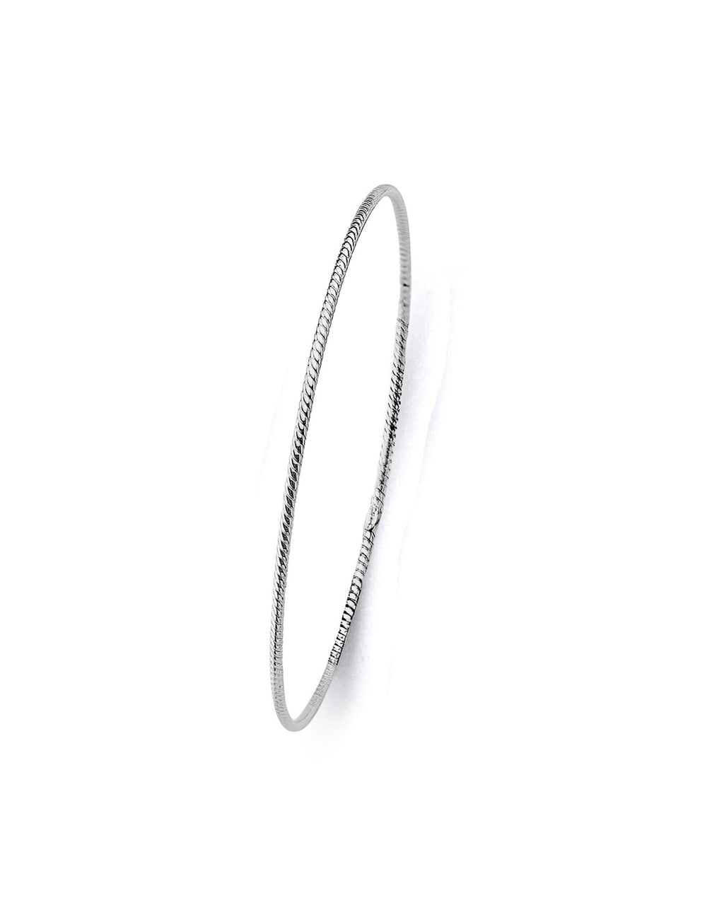 14K White Gold 1.5mm Light Braided Bangle (GL-0202)