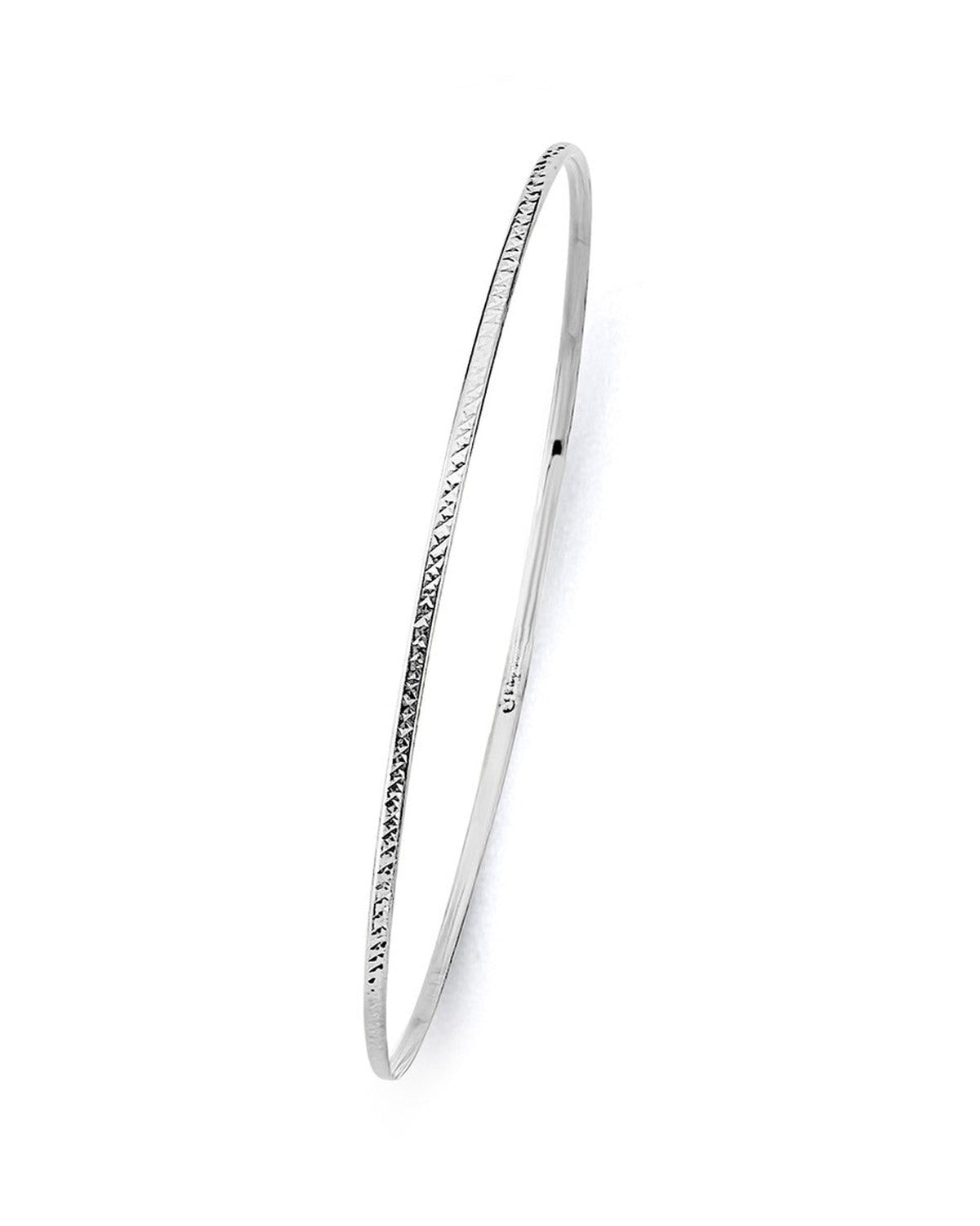 14K White Gold 1.5mm Light DC Bangle (GL-0205)