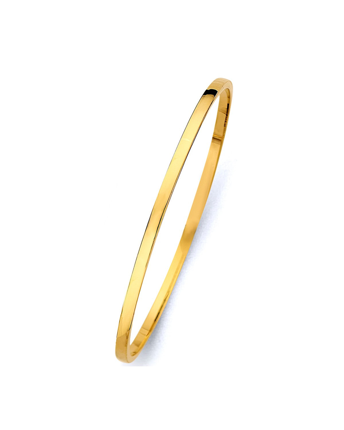 14K Yellow Gold 3mm Square Hollow Bangle (GL-0210)