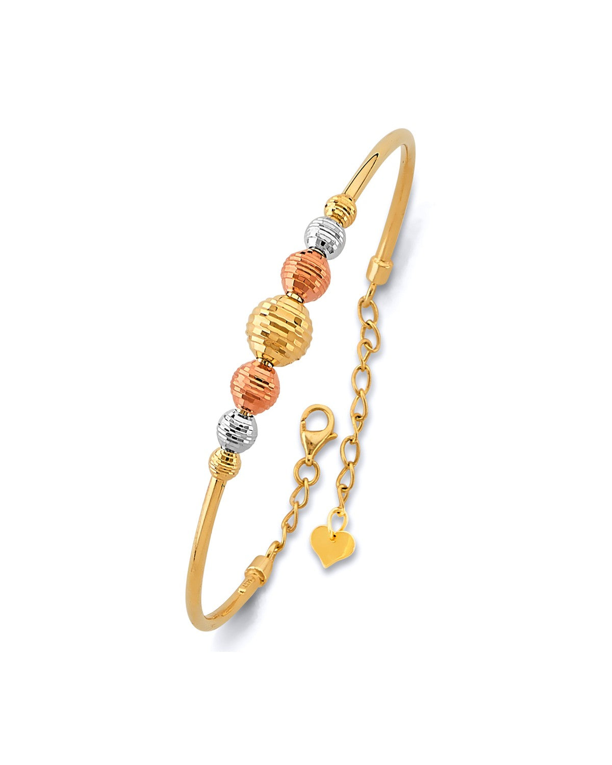 14K Tri-Color Gold 3C Fancy Adjust Oval Bangle with Ball (GL-0215)