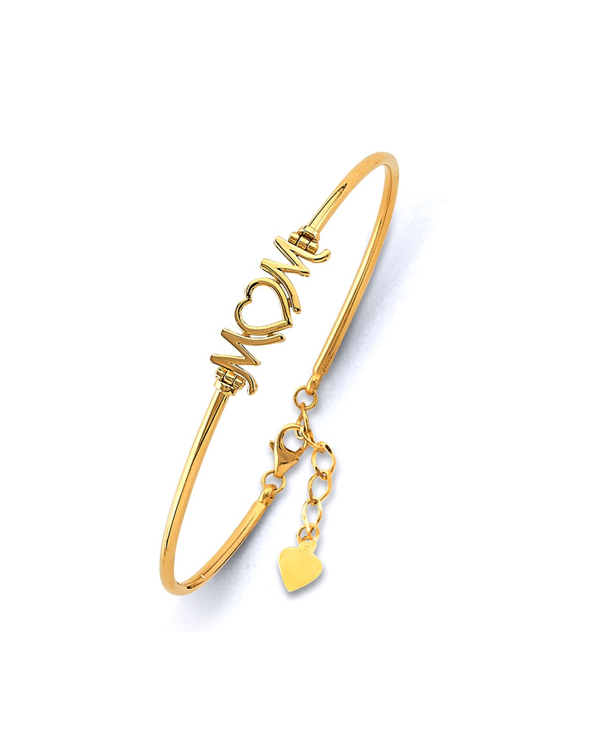 14K Yellow Gold Adjustable "MOM" Oval Bangle (GL-0220)