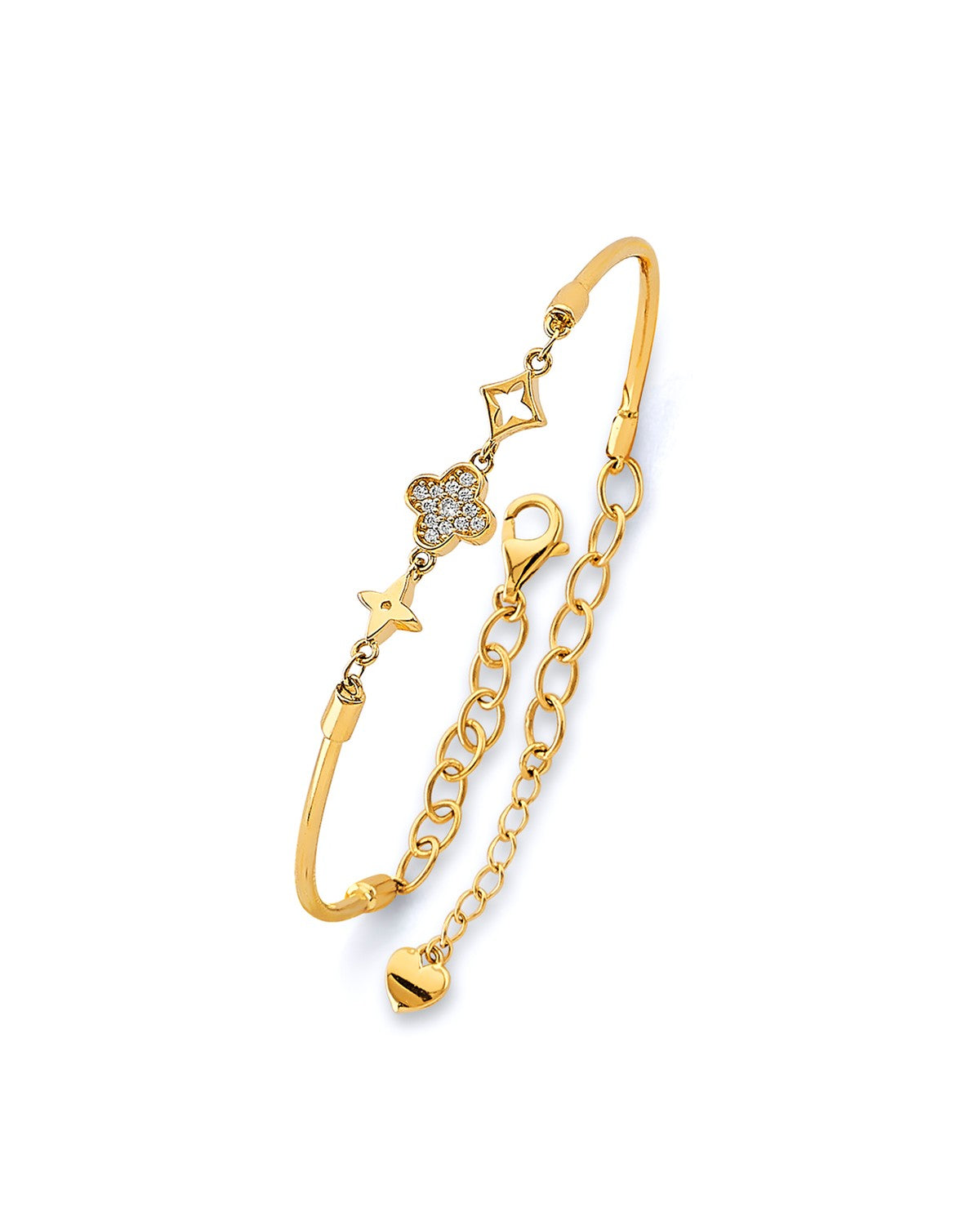 14K Yellow Gold Adjustable Fancy Oval Bangle (GL-0223)