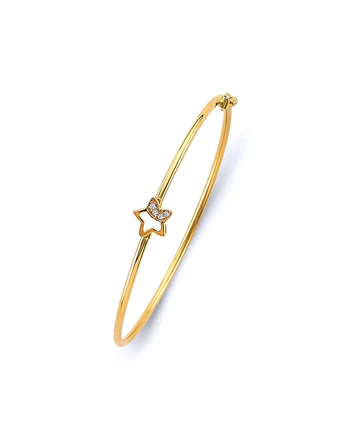 14K Yellow Gold Baby Flexible Bangle with Star (GL-0226)