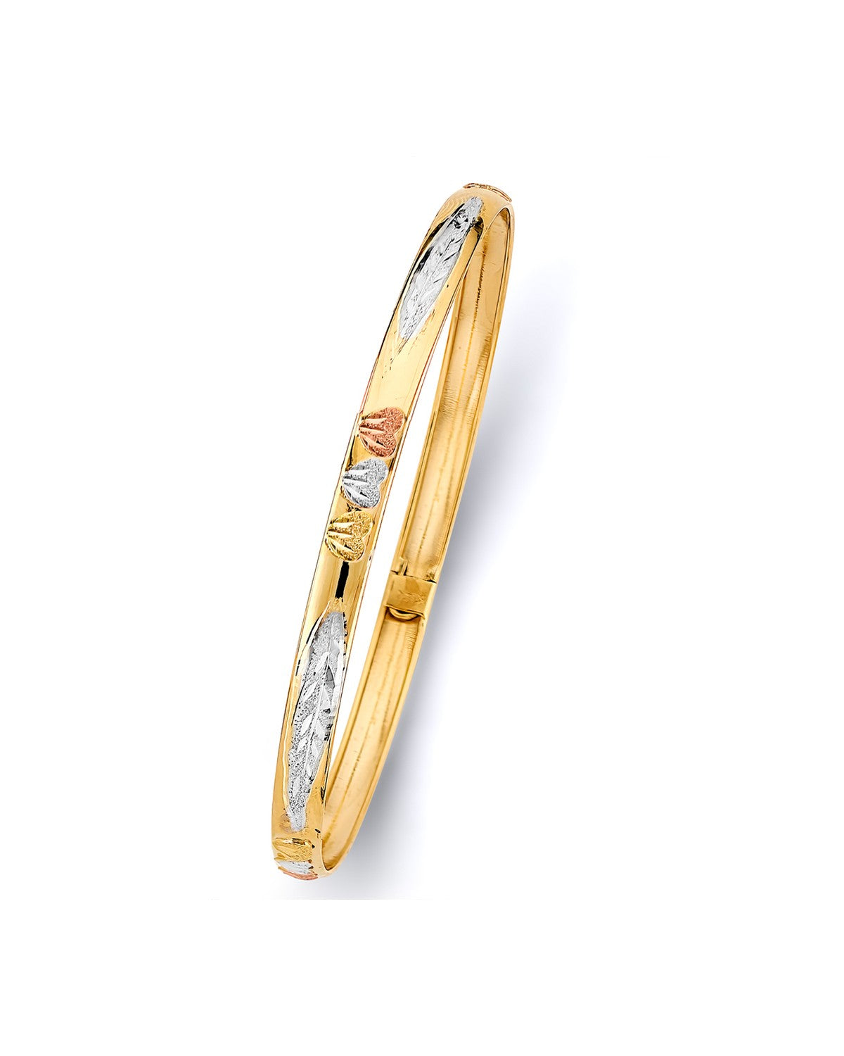 14K Yellow Gold 3C 5mm Flexible Bangle with Heart (GL-0229)