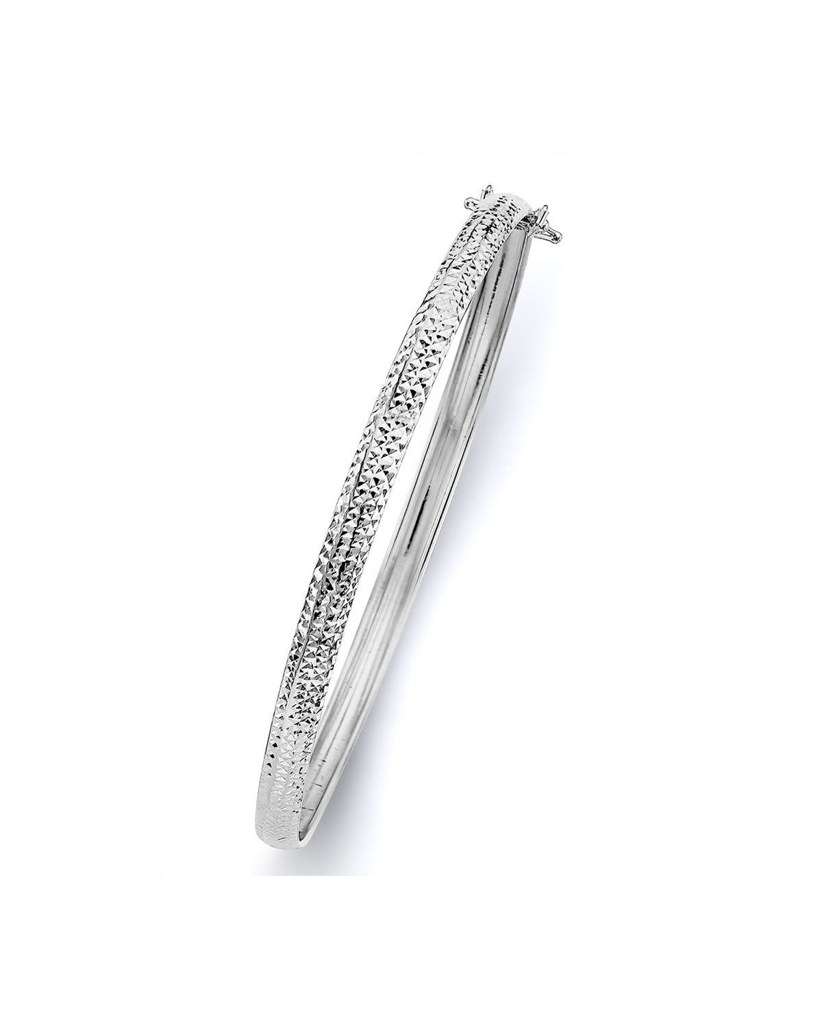 14K White Gold 5mm Crystal DC Flexible Bangle Chain (GL-0232)