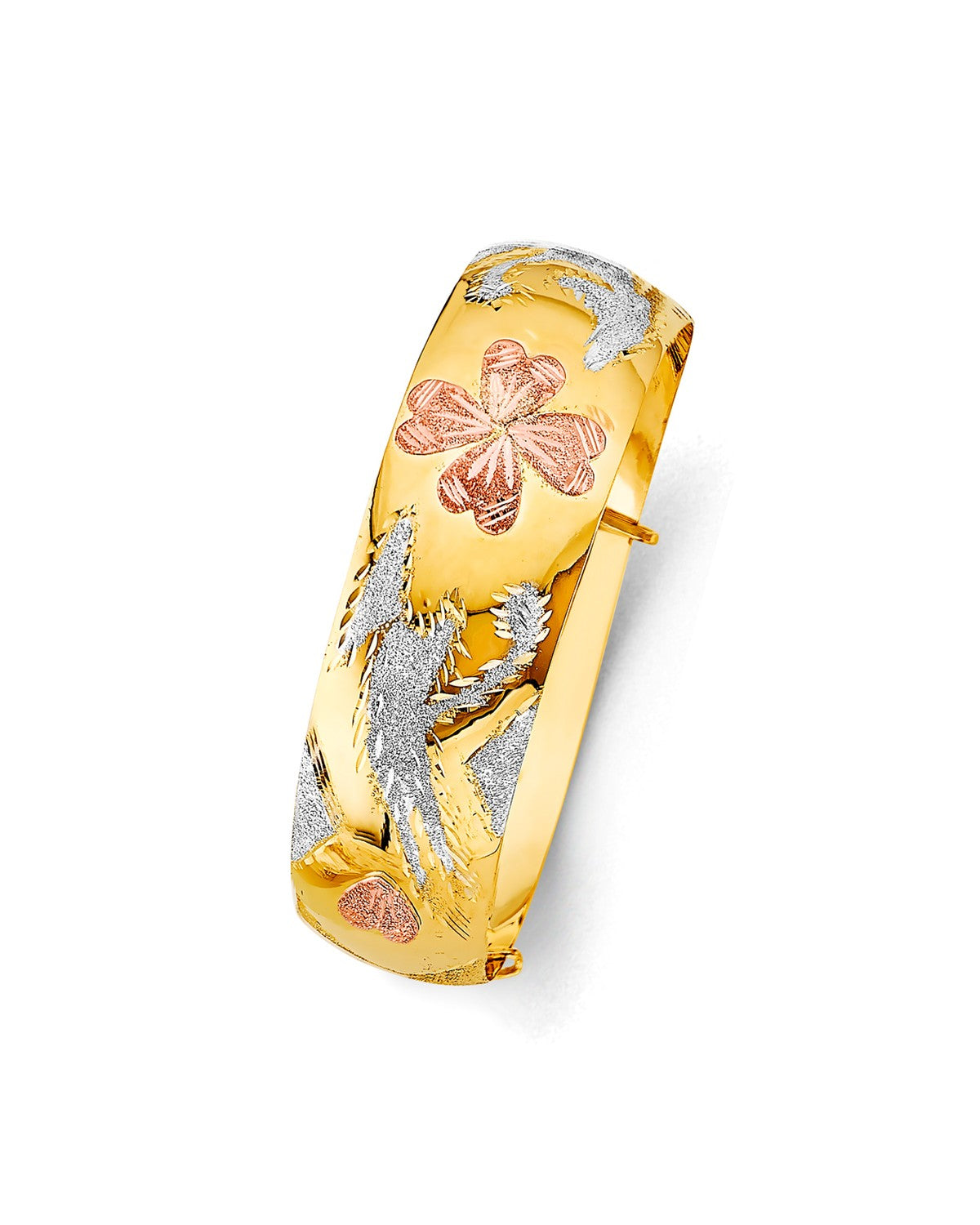 14K Tri-Color Gold 3C 20mm Adjustable Bangle (GL-0234)