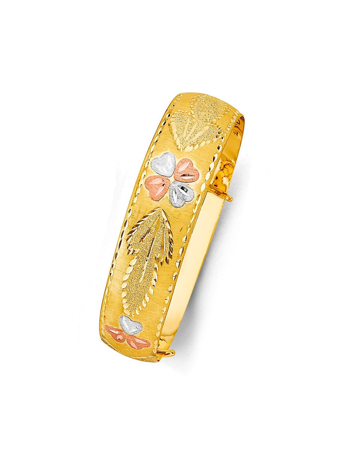 14K Tri-Color Gold 3C 17mm Adjustable Bangle (GL-0235)