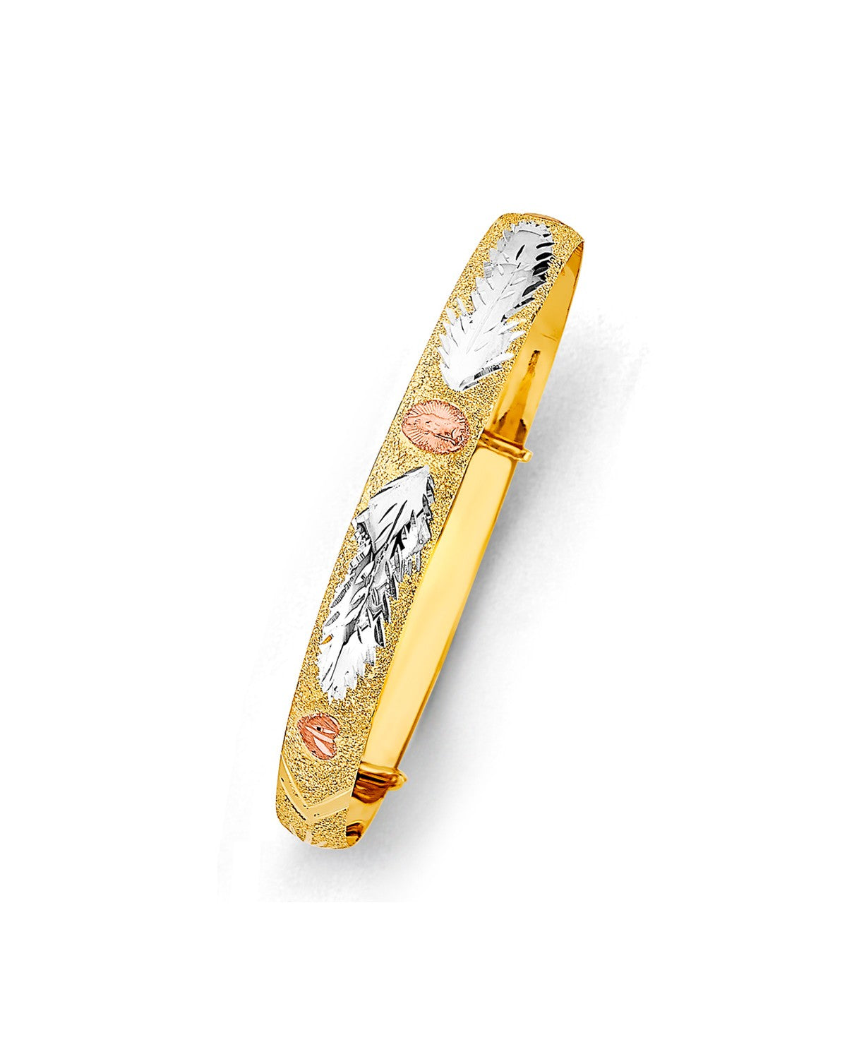14K Tri-Color Gold 3C 8mm Adjustable Bangle (GL-0237)