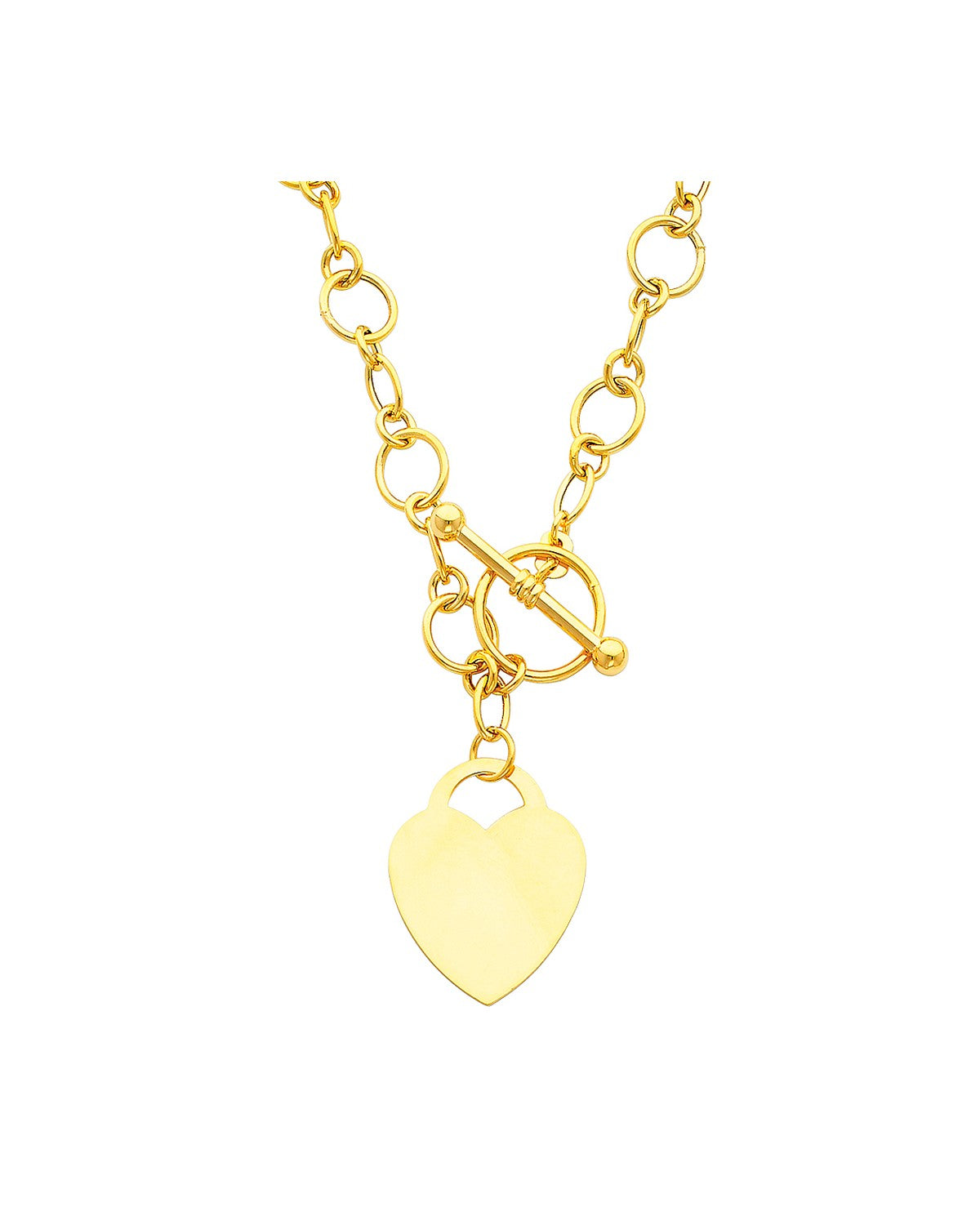 14K Yellow Gold Light Hollow Necklace with Heart Pendant (NK-0028)