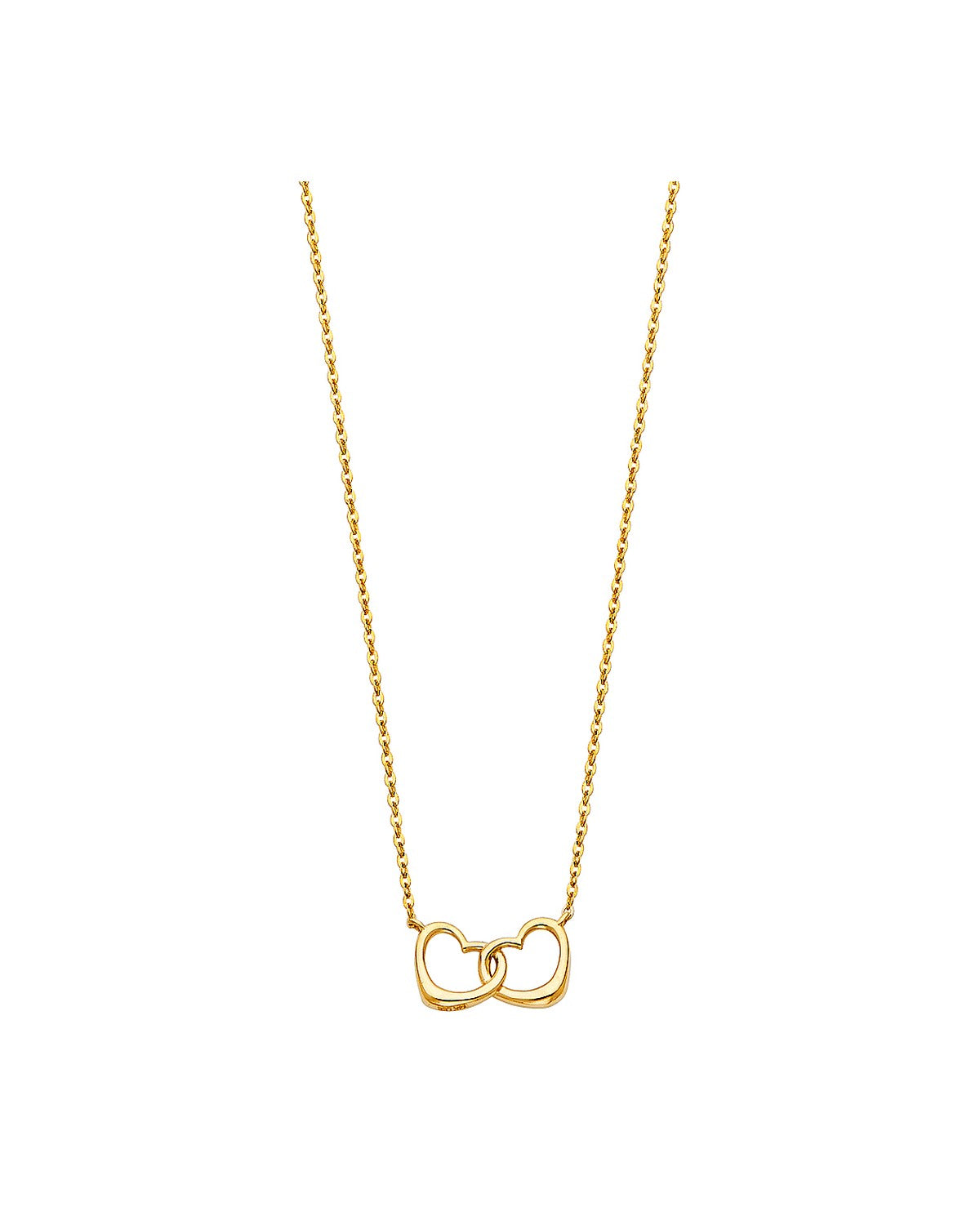 14K Yellow Gold Together Heart Necklace (NK-0101)