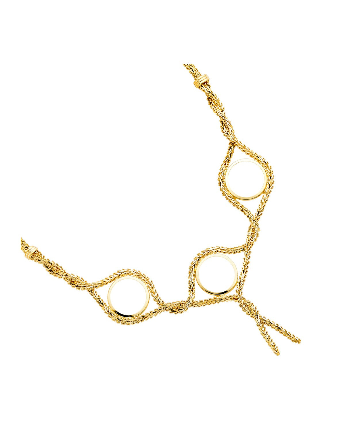 14K Yellow Gold 2.5 Pesos (3PCS) Bola Necklace (NK-0156)