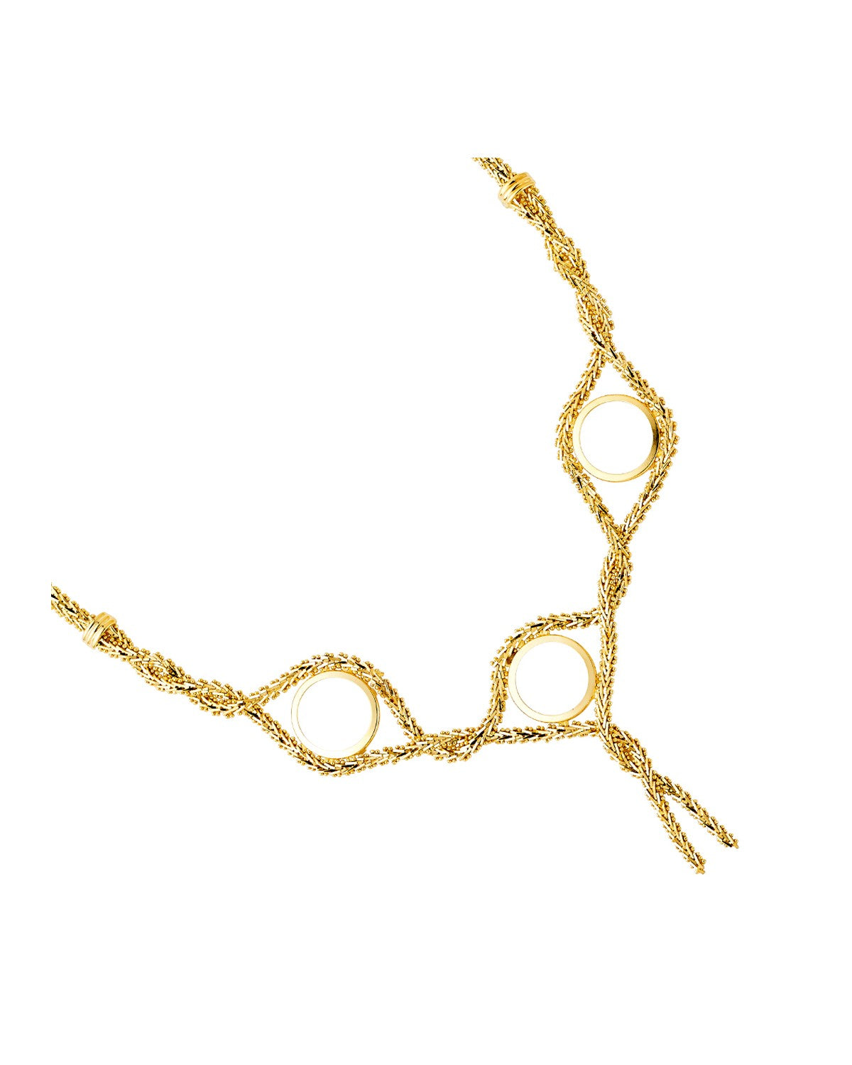 14K Yellow Gold 2 Pesos (3PCS) Bola Necklace (NK-0157)