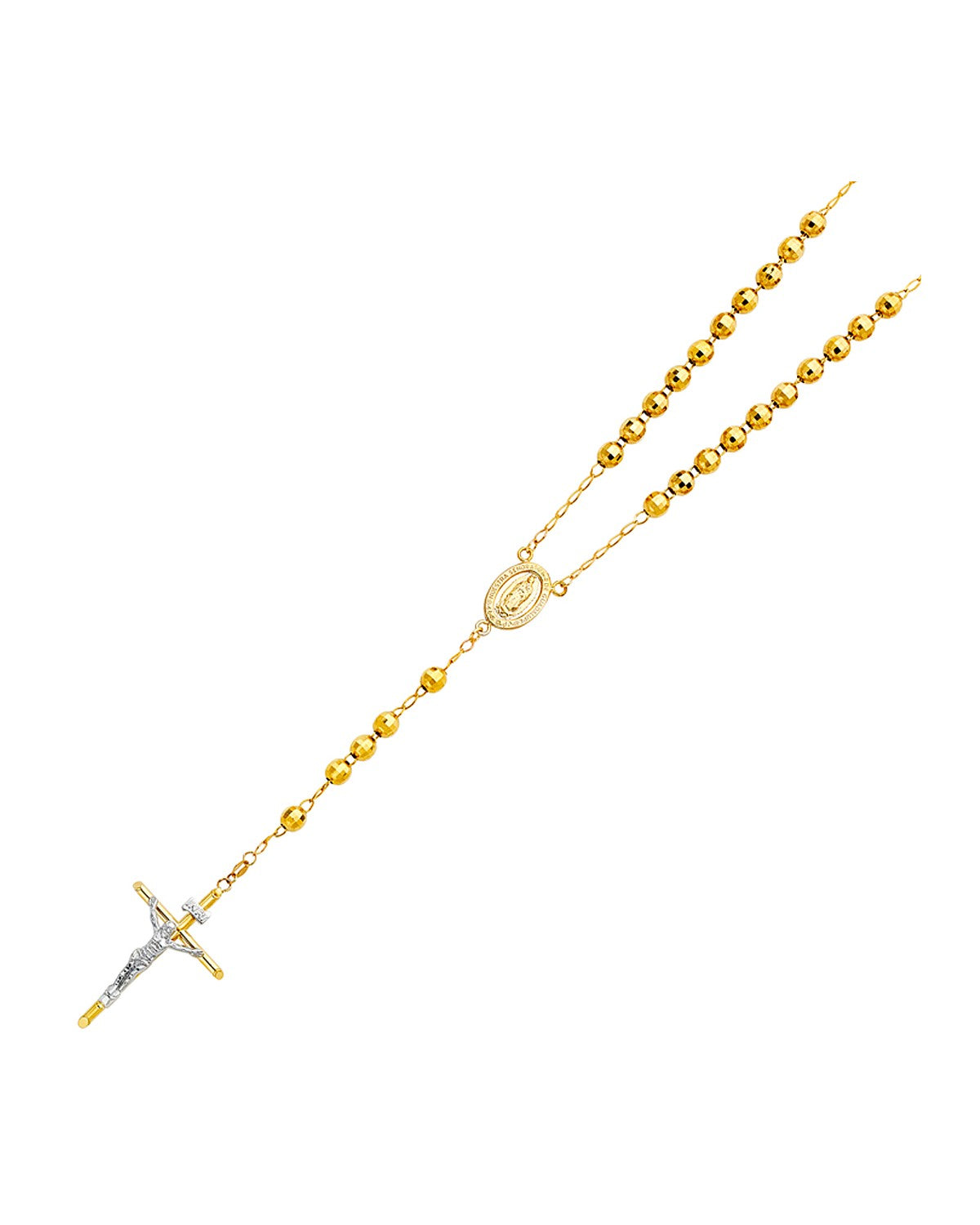 14K Yellow Gold 6mm Disco Ball Rosary Necklace (NK-0168)