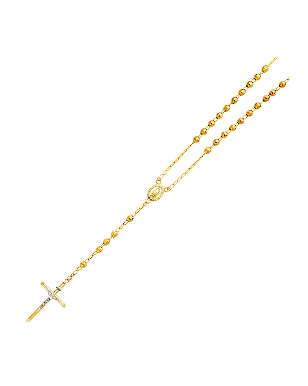 14K Yellow Gold 5mm Disco Ball Rosary Necklace (NK-0169)