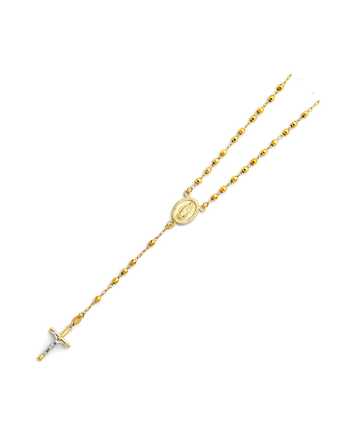 14K Yellow Gold 3mm Disco Ball Rosary Necklace (NK-0182)