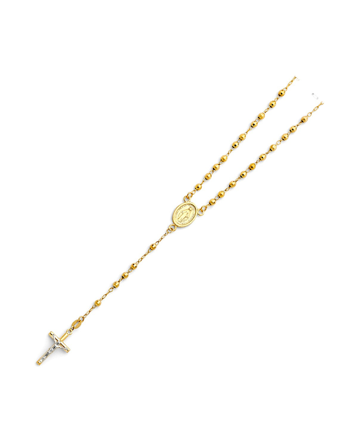 14K Yellow Gold 3mm Disco Ball Rosary Necklace (NK-0183)